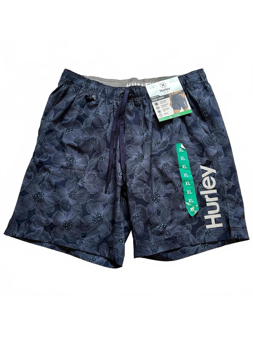 Hurley Mens Swim Trunks Navy Blue Hibiscus Floral Board Shorts XL NWT